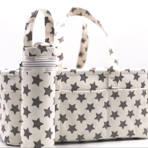COPY - Home Personal Organizer or Diaper Bag White With Grey Stars Removable Di… - Picture 3 of 8